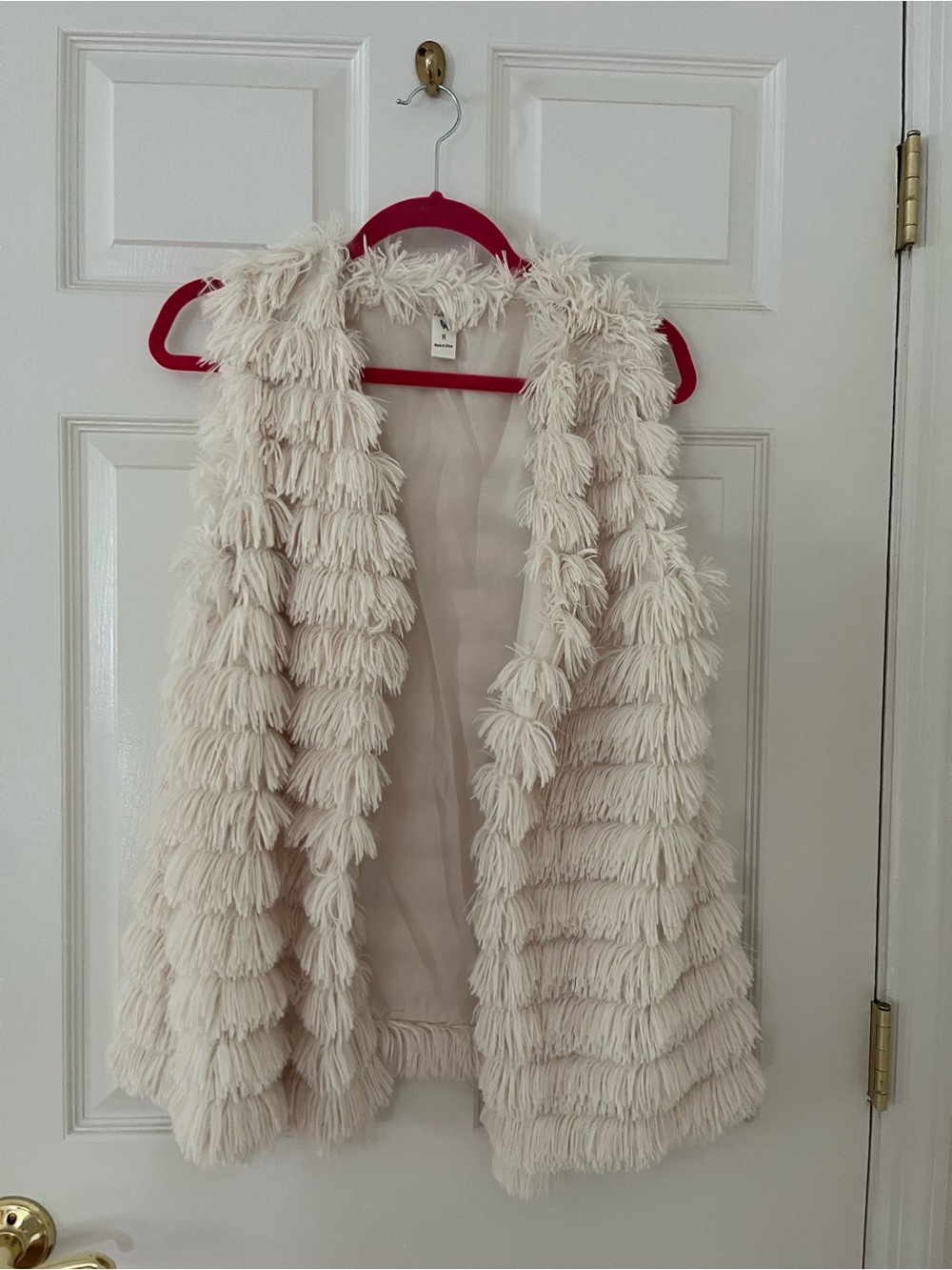 Ivory Fringe Faux-Fur Vest